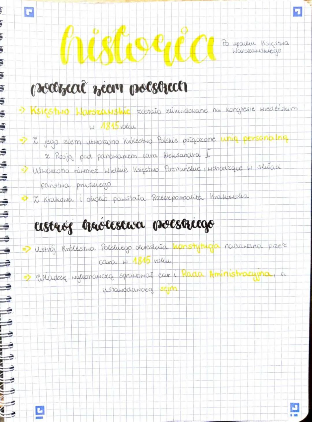 E
S
S
historia
Po upadku Księstwa
Warszawskiego
podział zeam polstrecti
→ Ksitsfuo Warszawskie zostało zlikwidowane na kongresie wiedeńskim
