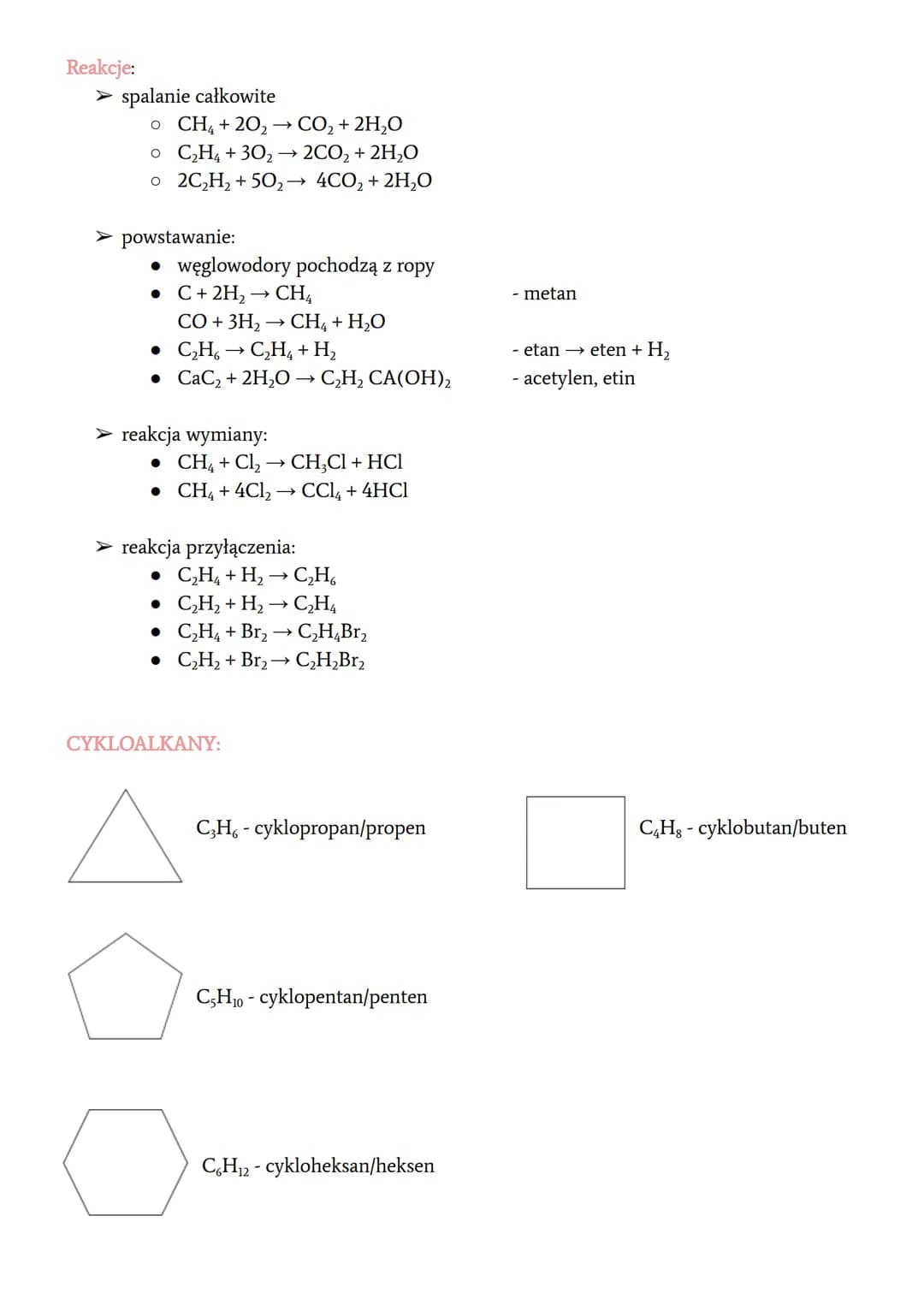 
<p>Węglowodory are chemical compounds composed exclusively of carbon and hydrogen atoms. They can be divided into:</p>
<h2 id="wzoryoglne">