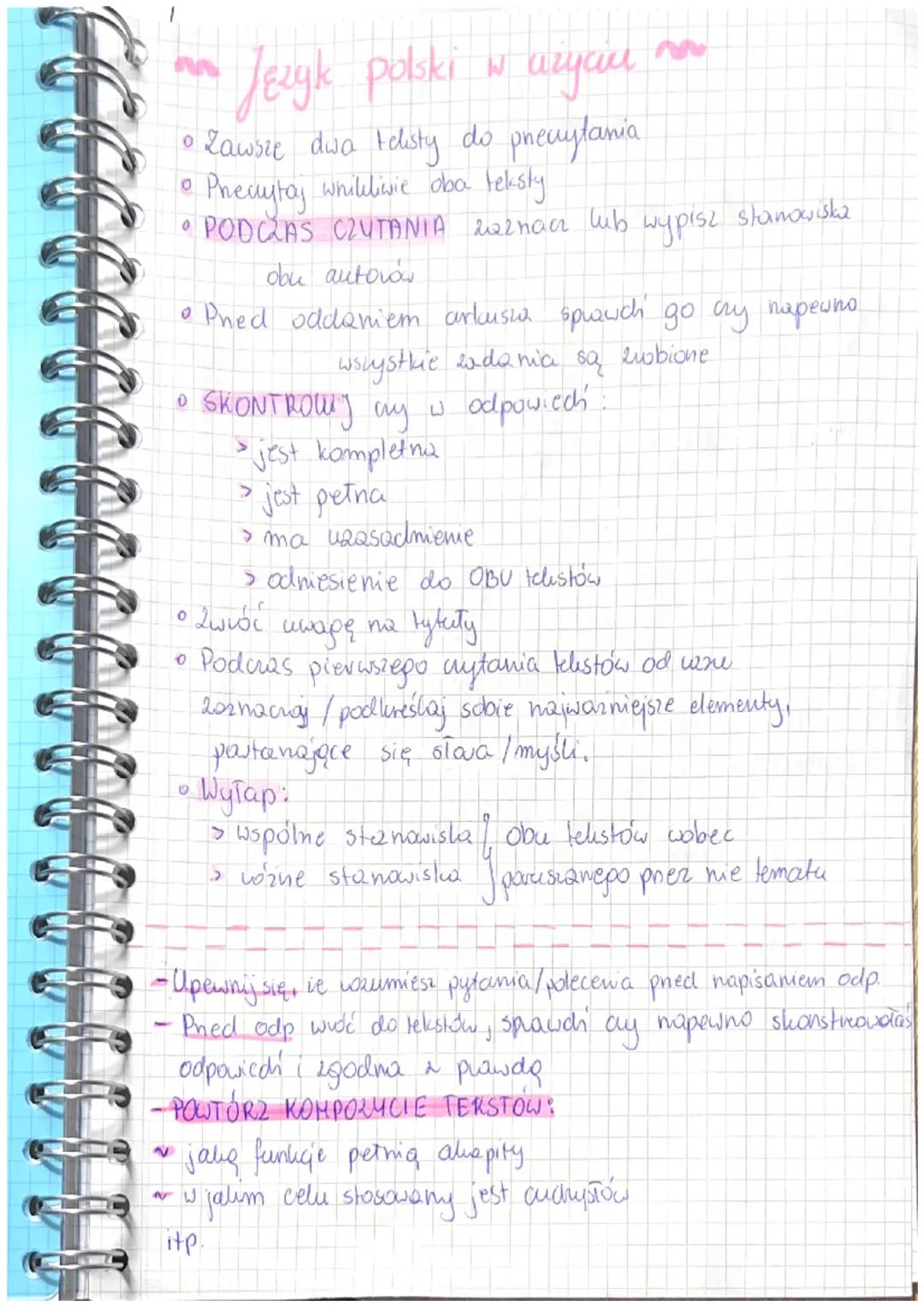 # Język polski w użyciu

• Zawsze dwa telisty do precytania.
• Precaytaj whilelivie dba teksty
• PODCZAS CZUTANIA zaznar lub wypisz stanowis