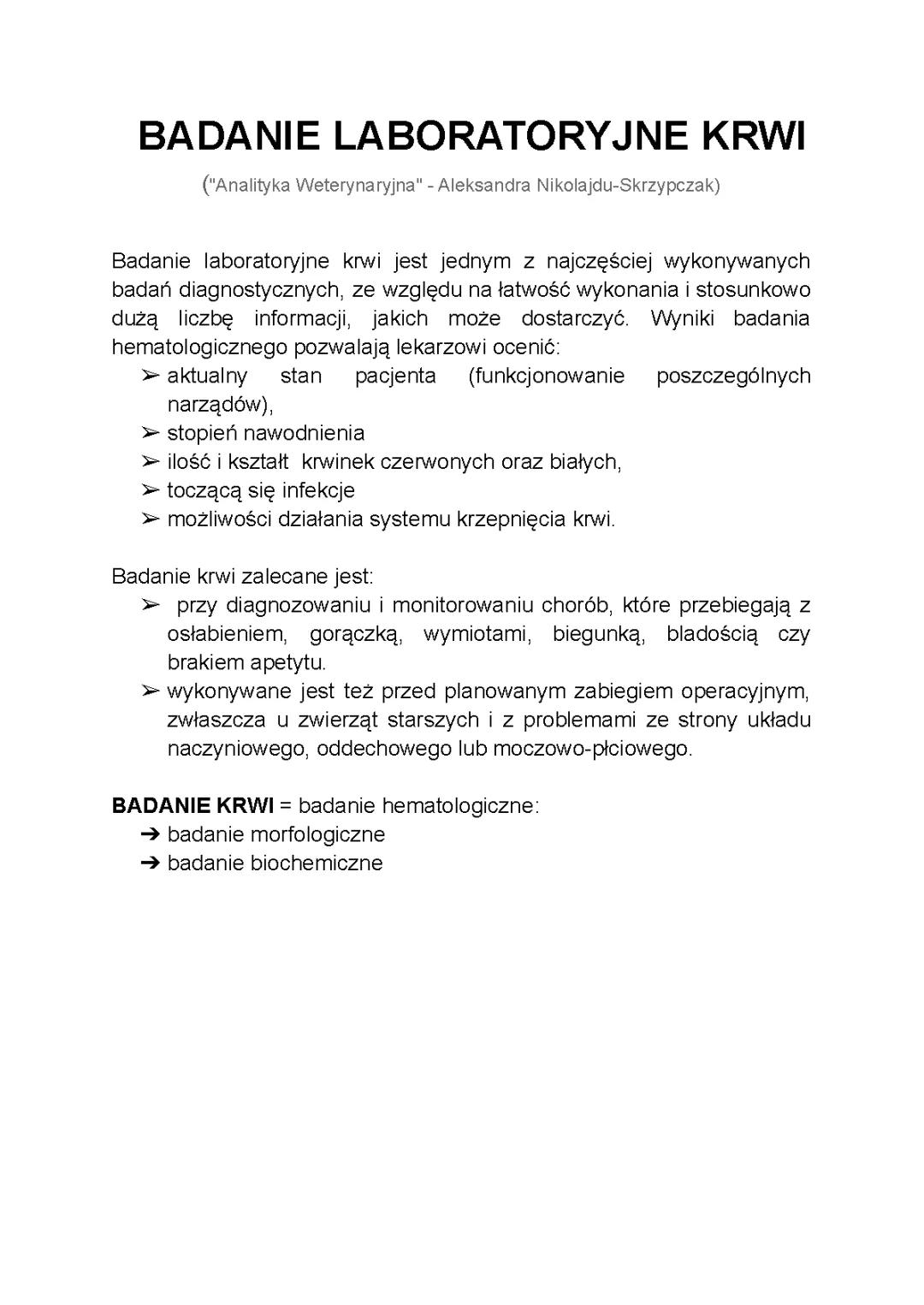BADANIE LABORATORYJNE KRWI