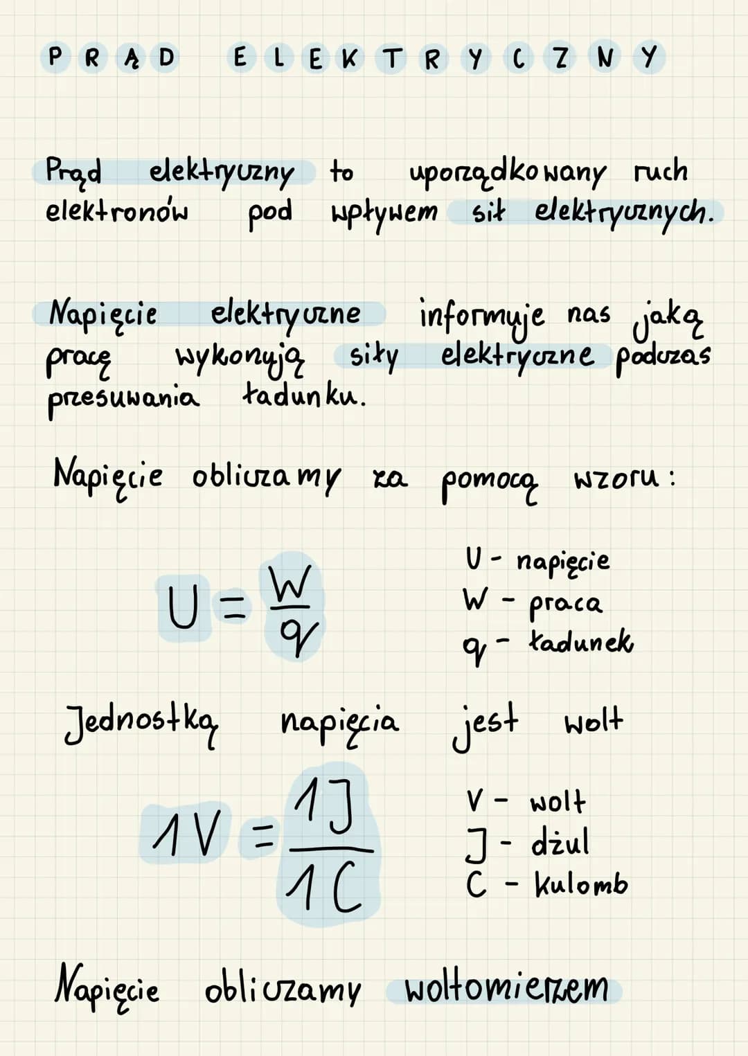 PRĄD ELEKTRYCZNY
Prąd elektryczny to uporządkowany ruch
elektronów pod wpływem sit elektrycznych.
Napięcie elektryczne informuje
nas jaką
pr