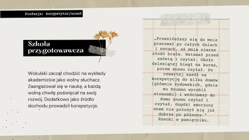 Dzieje
Stanisława
Wokulskiego Program zajęć
1
2
3
O bohaterze
Młodość
U Hopfera
4 Powstanie styczniowe i zesłanie
5
6
Po powrocie z zesłania
