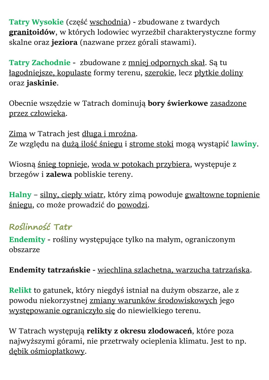 Tatry
Środowisko przyrodnicze Tatr
Tatry - najwyższe pasmo górskie Polski - są częścią Karpat.
Grzbiety górskie - wysokie, mocno wydłużone w