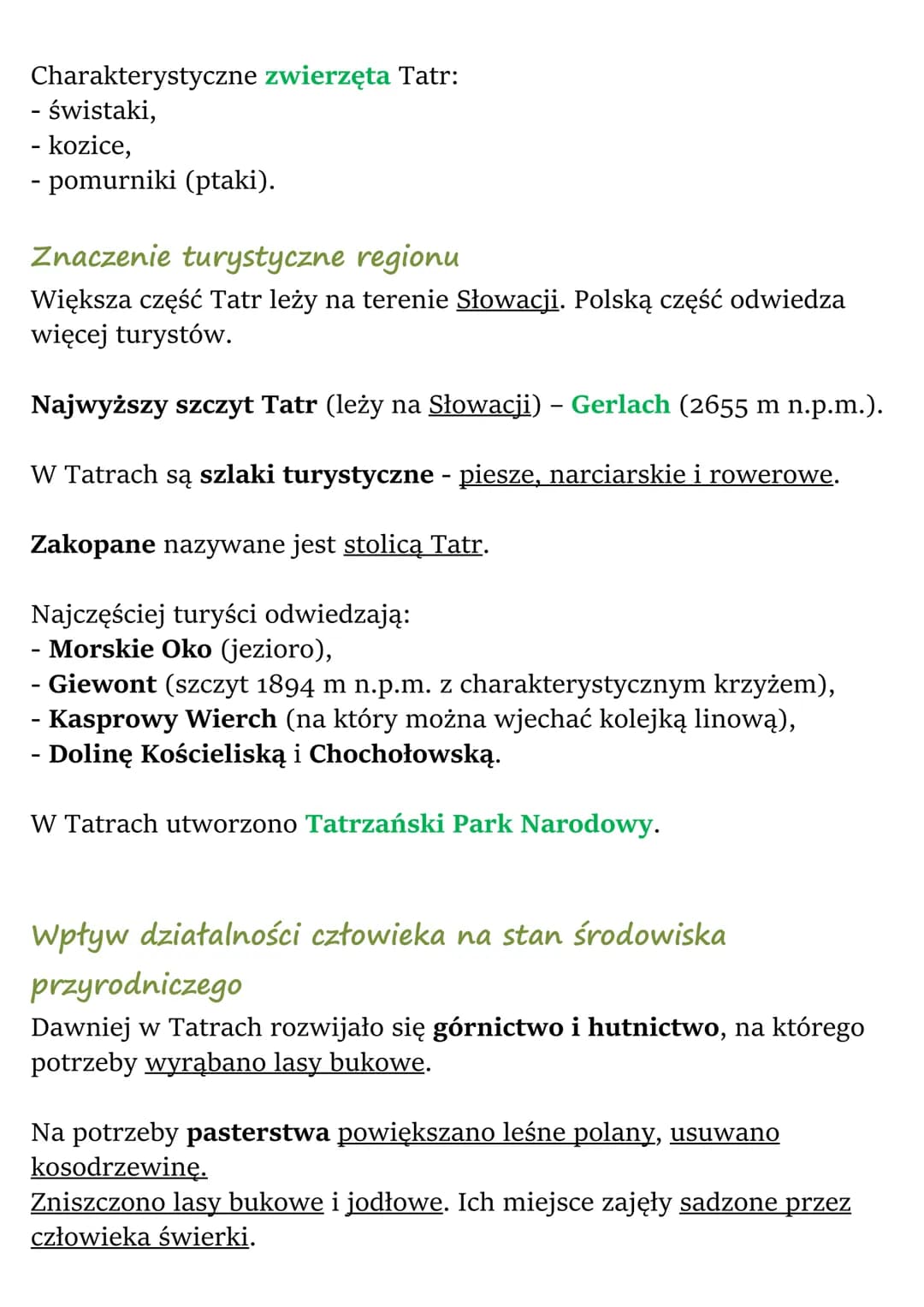 Tatry
Środowisko przyrodnicze Tatr
Tatry - najwyższe pasmo górskie Polski - są częścią Karpat.
Grzbiety górskie - wysokie, mocno wydłużone w