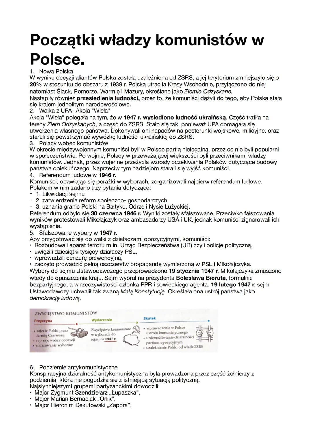 Początki władzy komunistów w
Polsce.
1. Nowa Polska
W wyniku decyzji aliantów Polska została uzależniona od ZSRS, a jej terytorium zmniejszy