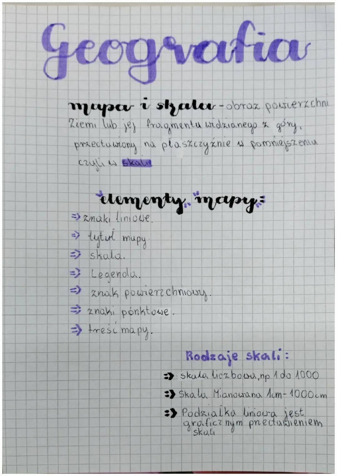 Geografia mapa i skala dla klas 5 szkoły podstawowej rozdział 1