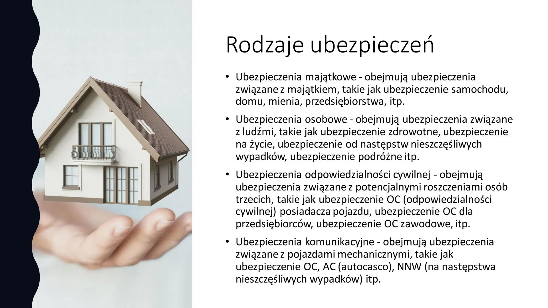 # Ubezpieczenia majątkowe Ubezpieczenie

Ubezpieczenie to umowa między
ubezpieczającym (np. ubezpieczycielem)
a ubezpieczonym, na mocy które