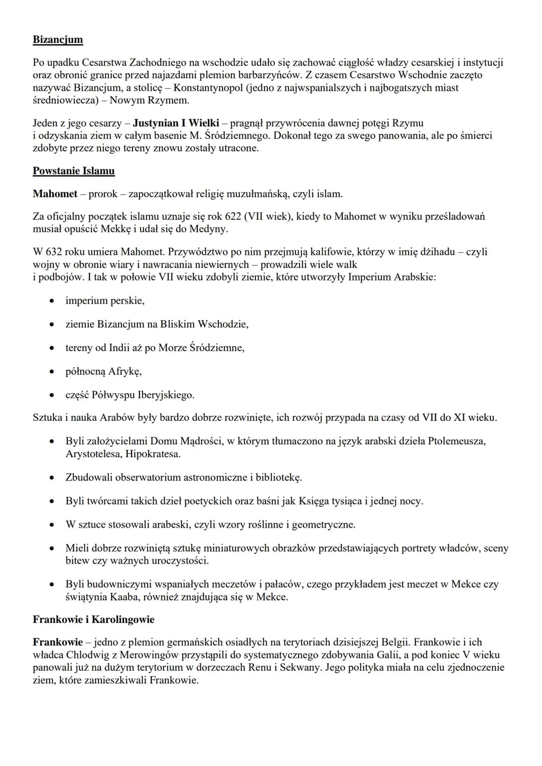 Bizancjum
Po upadku Cesarstwa Zachodniego na wschodzie udało się zachować ciągłość władzy cesarskiej i instytucji
oraz obronić granice przed