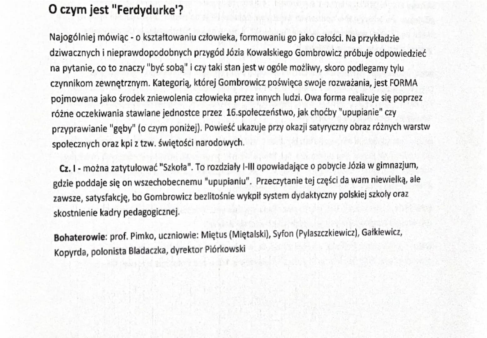 Plan wydarzeń:
1. Józef przeżywa wewnętrzne rozdarcie, nie czuje się w pełni ani dorosłym, ani dzieckiem,
nie potrafi określić swojej roli. 