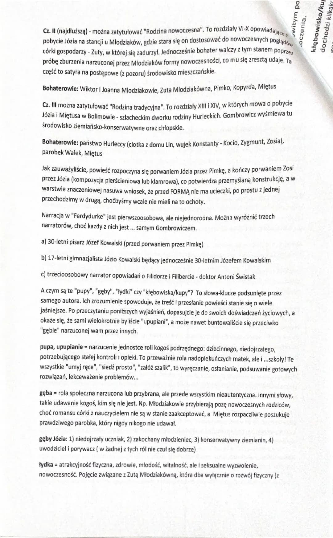 Plan wydarzeń:
1. Józef przeżywa wewnętrzne rozdarcie, nie czuje się w pełni ani dorosłym, ani dzieckiem,
nie potrafi określić swojej roli. 