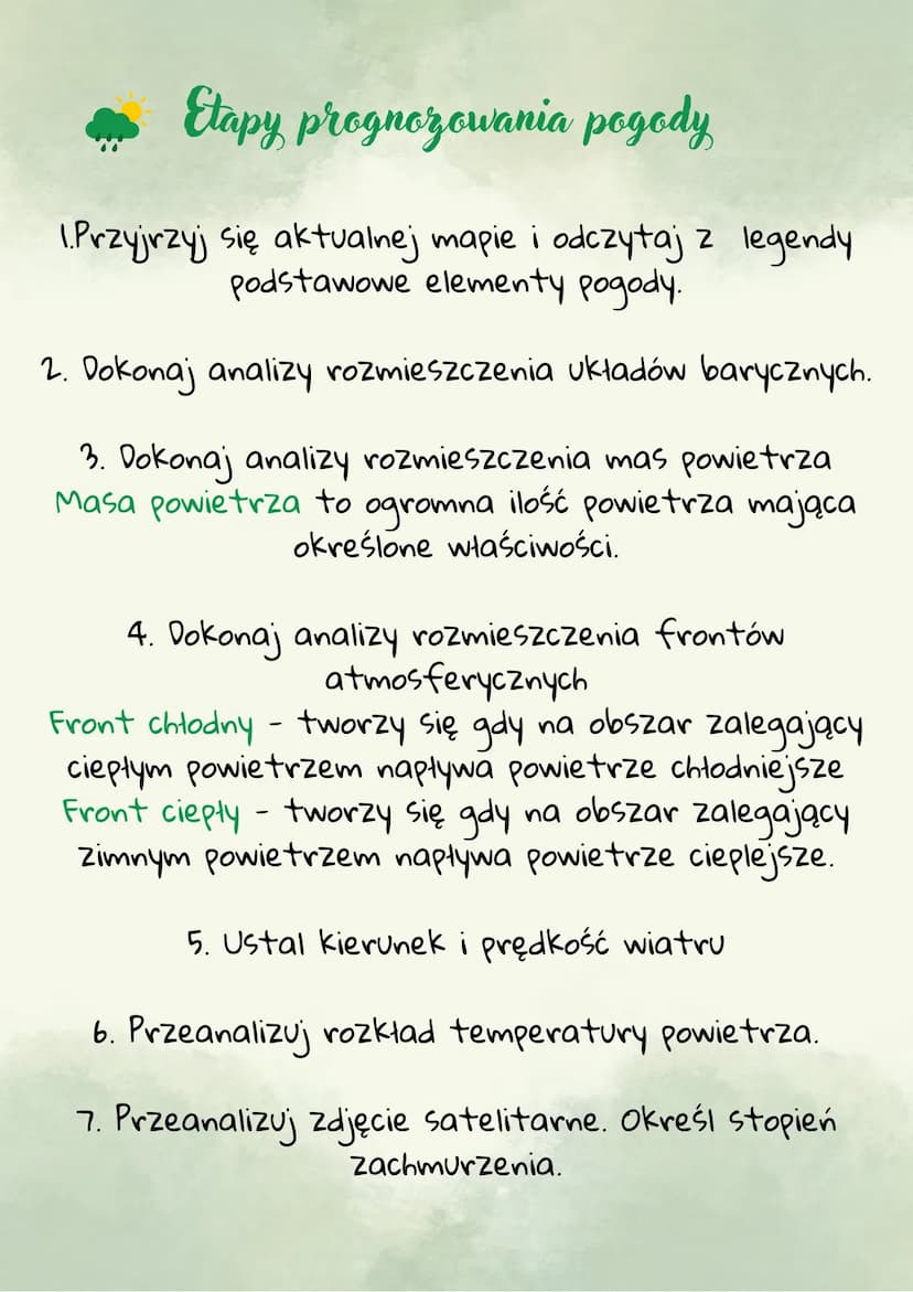Prognozowanie pogody
Czym jest pogoda?
Pogoda to chwilowy stan atmosferyczny w danym
miejscu i czasie. Podstawowe elementy pogody to:
-tempe