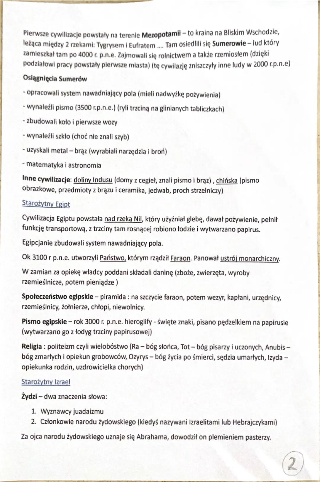 Pierwsze cywilizacje powstały na terenie Mezopotamii - to kraina na Bliskim Wschodzie,
leżąca między 2 rzekami: Tygrysem i Eufratem .... Tam