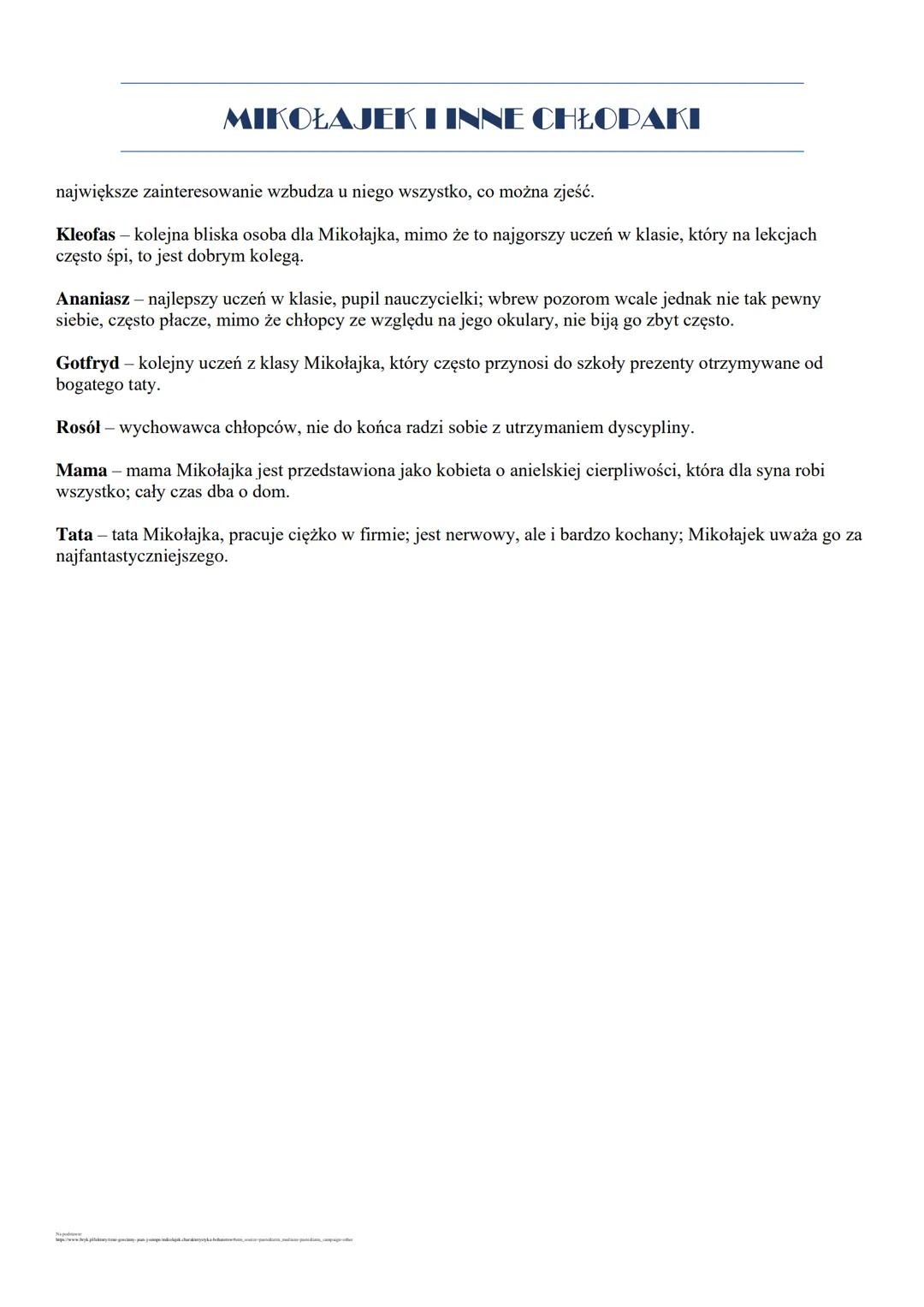 # MIKOŁAJEK I INNE CHŁOPAKI

Czas i miejsce akcji

Akcja rozgrywa się w czasach współczesnych autorom, we Francji, w szkole, gdzie uczy się 