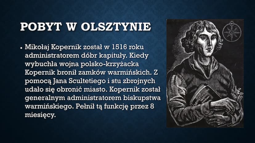 Mikołaj Kopernik
Wykonała Alicja Wiecheć W SKRÓCIE
• Mikołaj Kopernik urodził się 19 lutego 1473
roku w Toruniu jako syn kupca. Udowodnił,
ż