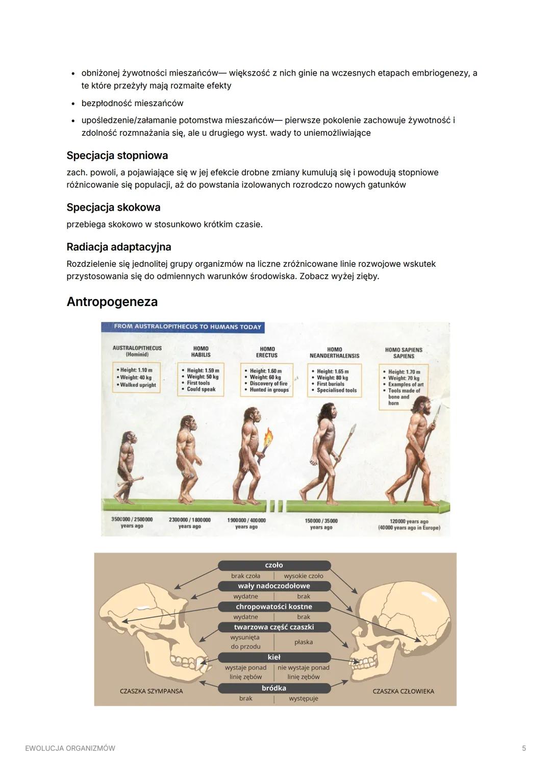 # EWOLUCJA ORGANIZMÓW

## Główne założenia teorii ewolucji:

Wewnątrz gatunku widoczna jest zmienność osobnicza pojedyncze osobniki się różn