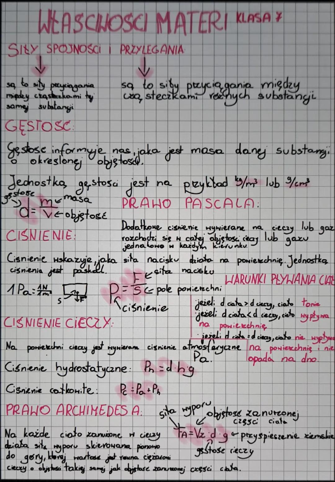 WŁASCHOSCI MATERI KLASA Y
SILY SPOJNOŚCI PRZYLEGANIA
są
to sity przyciagania
między czaszkami ty:
samej substangi
GĘSTOSC
↓
są to sity przyc