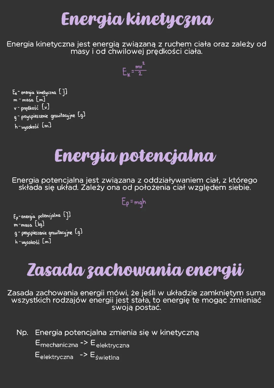 Energia kinetyczna i potencjalna - zadania, wzory i zasada zachowania energii