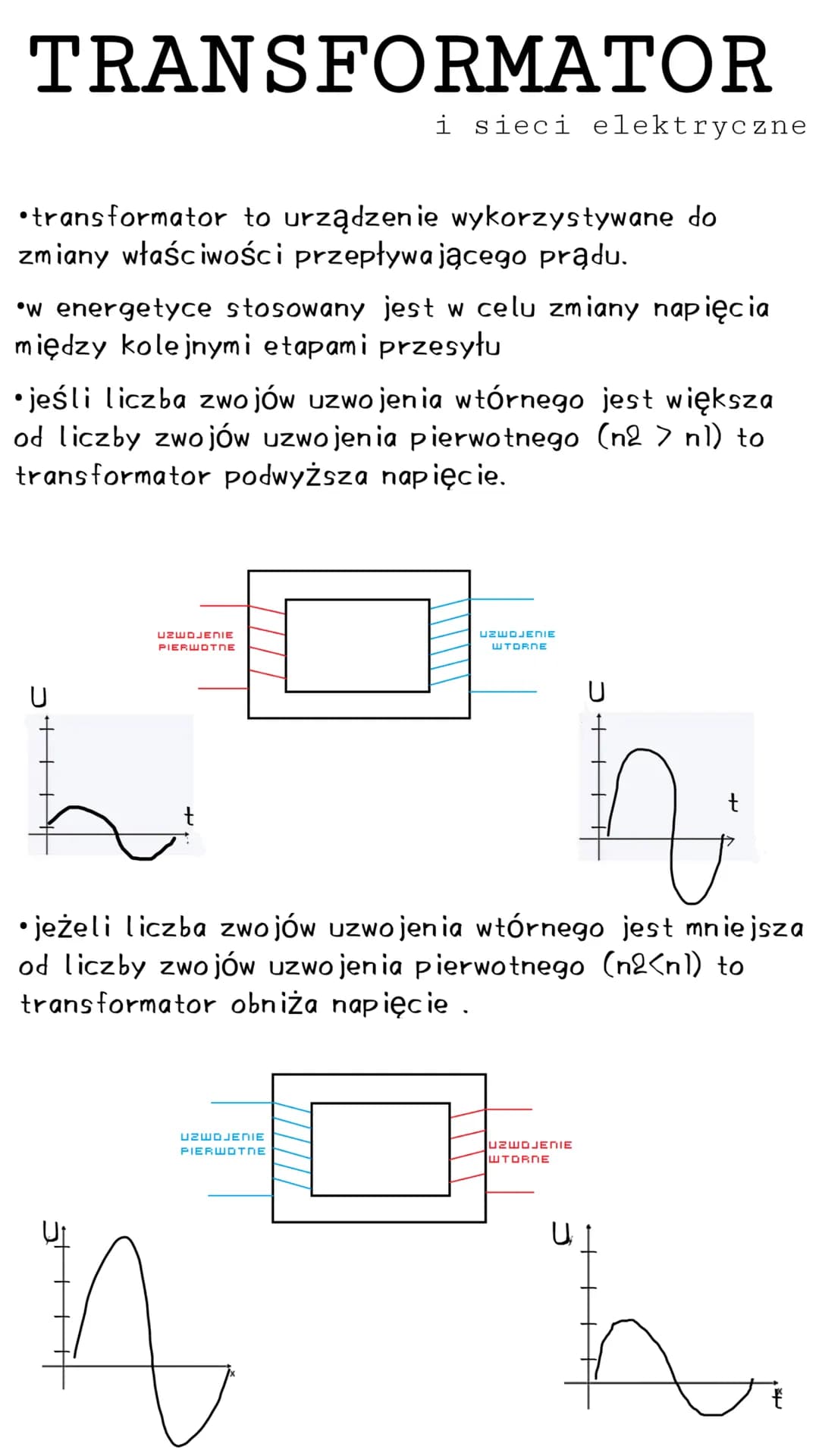 TRANSFORMATOR
i sieci elektryczne
transformator to urządzenie wykorzystywane do
zmiany właściwości przepływającego prądu.
w energetyce stoso