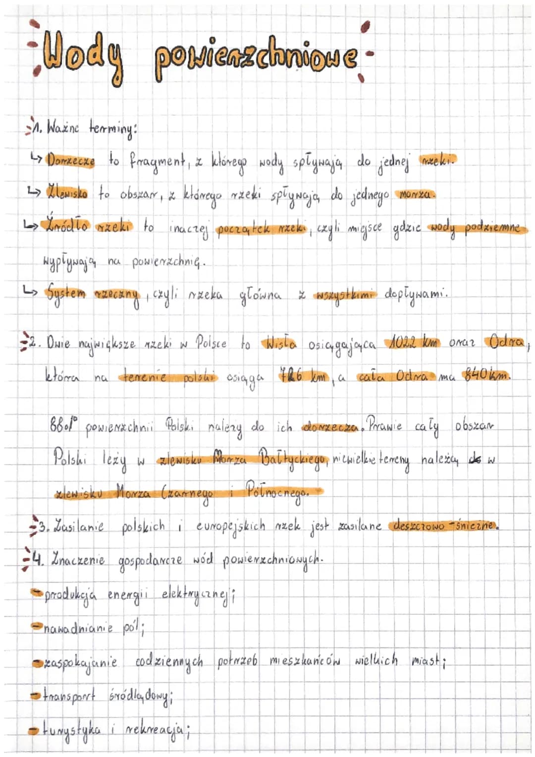 •Hody powierzchnious-
1. Ważne temming:
L> Dorzecze to fragment, z którego wody spływają do jednej meeki.
2> Klewisko to obszar, z którego r