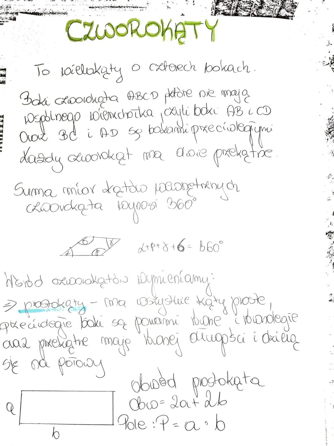 # CZWOROKATY

To willakaty o czterech bokach.
Baki czworokąta ABCD pktóre nie mają
wspólnego wierzchołka,xyli boxi AB i CD
aat Bd i AD ss bo