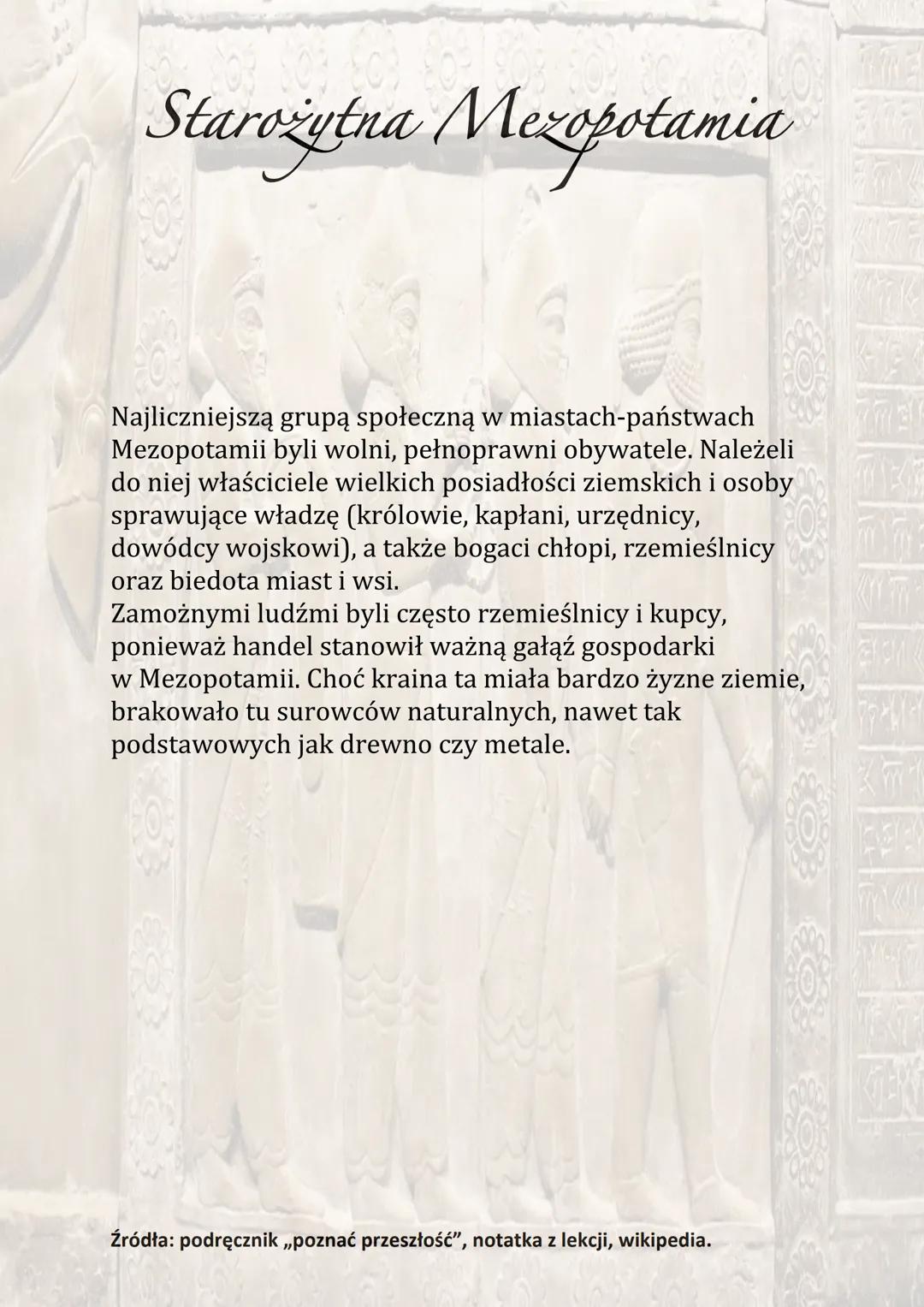 Starożytna Mezopotamia
W gorącej i suchej Mezopotamii deszcz był rzadkością,
a same wylewy rzek nie wystarczały do nawodnienia
wszystkich pó