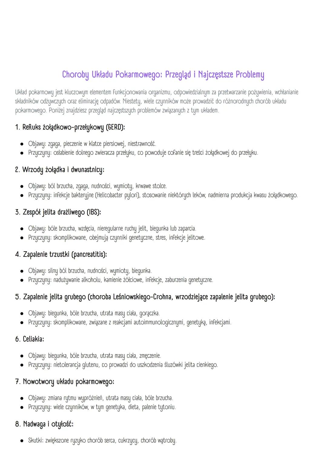 Choroby układu pokarmowego - Objawy i Leczenie
