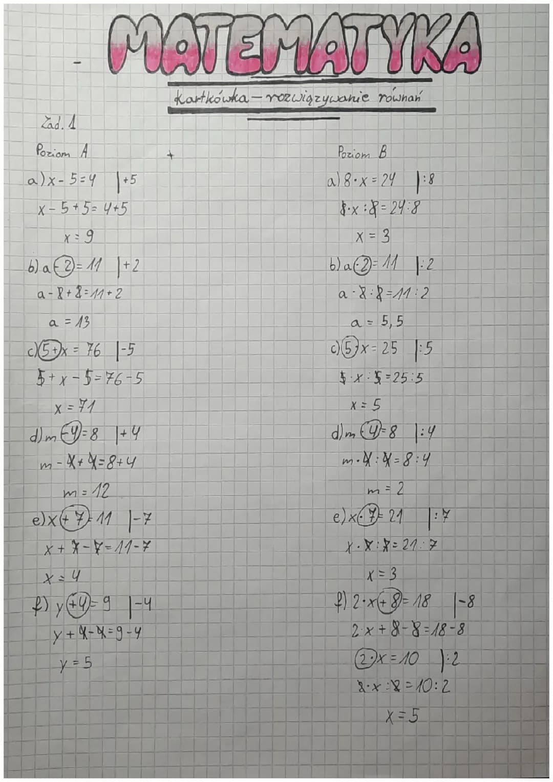 Matematyka- rozwiązywanie równań