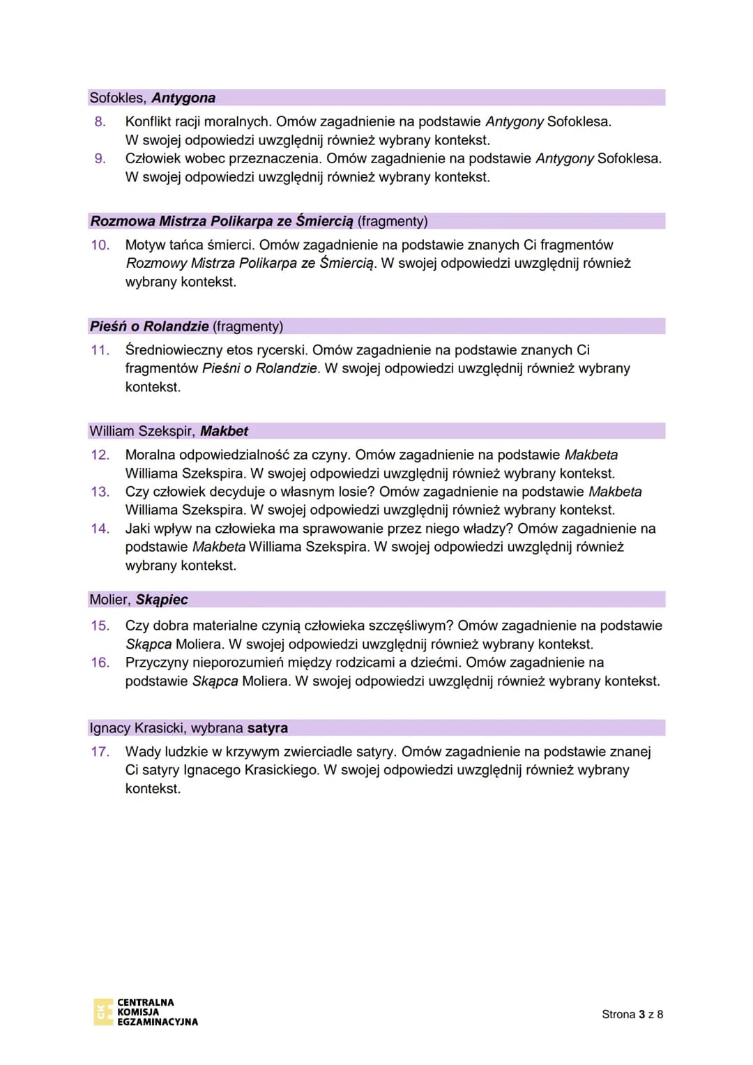 CENTRALNA
KOMISJA
EGZAMINACYJNA
Rodzaj dokumentu:
Egzamin:
Przedmiot:
Komunikat dyrektora Centralnej
Komisji Egzaminacyjnej
z 20 sierpnia 20