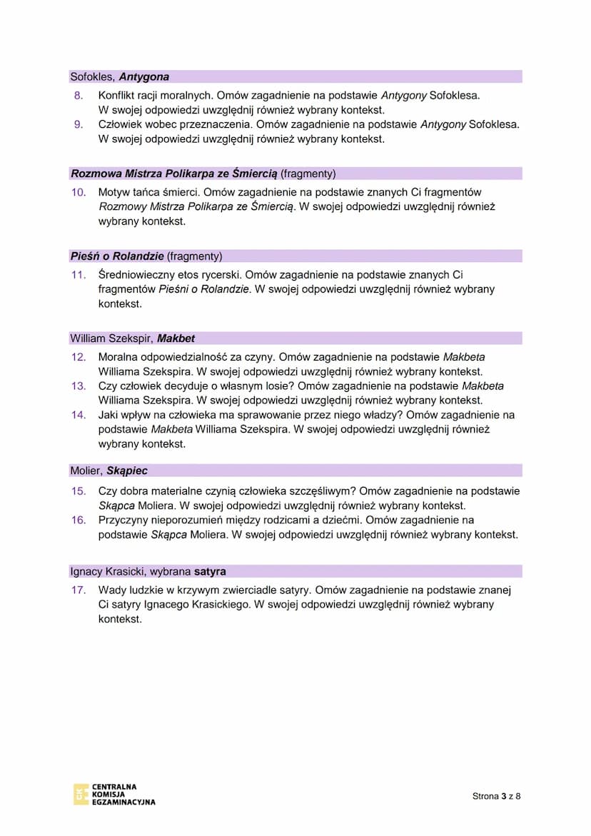 CENTRALNA
KOMISJA
EGZAMINACYJNA
Rodzaj dokumentu:
Egzamin:
Przedmiot:
Komunikat dyrektora Centralnej
Komisji Egzaminacyjnej
z 20 sierpnia 20