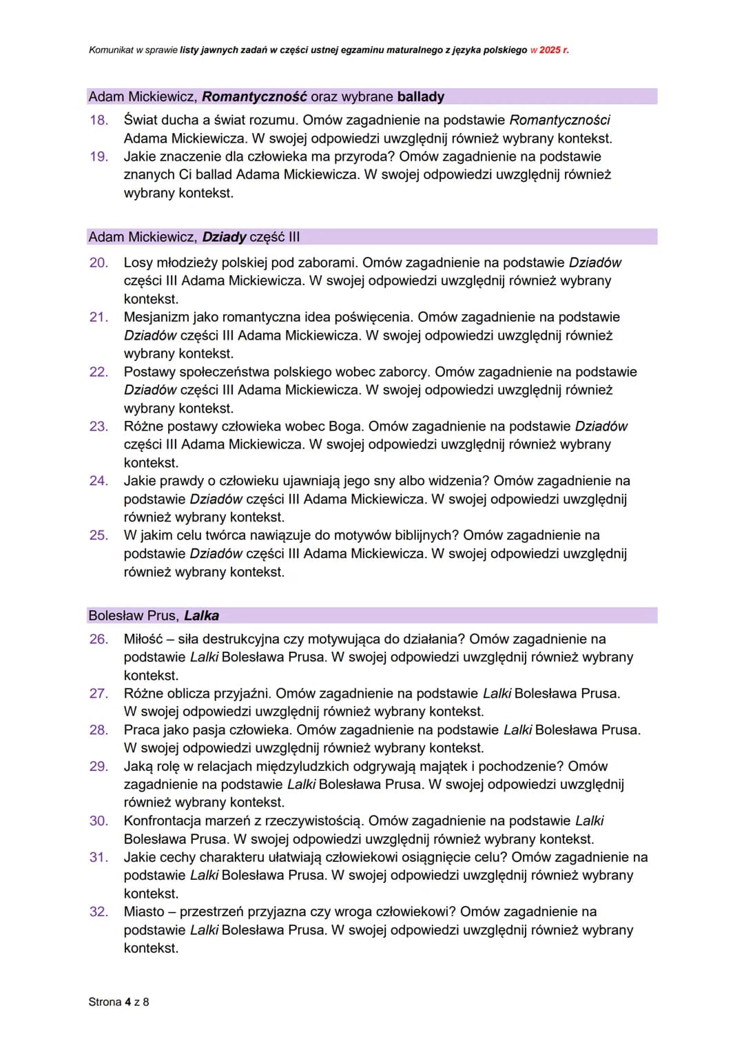 CENTRALNA
KOMISJA
EGZAMINACYJNA
Rodzaj dokumentu:
Egzamin:
Przedmiot:
Komunikat dyrektora Centralnej
Komisji Egzaminacyjnej
z 20 sierpnia 20
