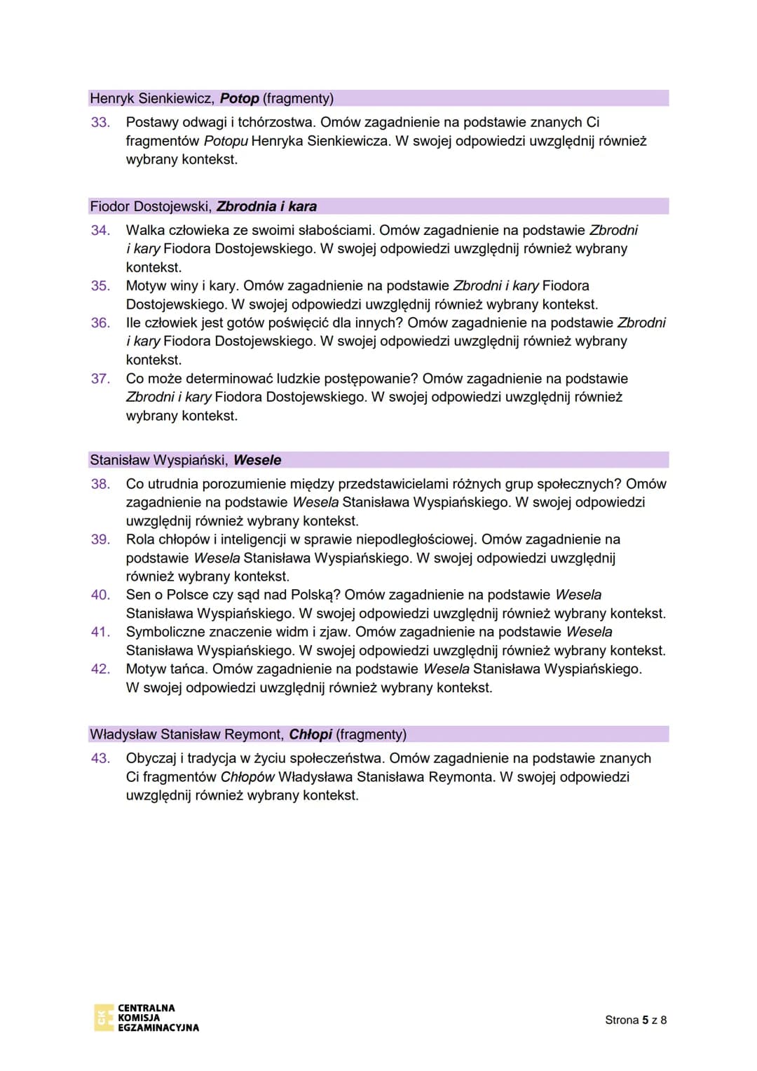 CENTRALNA
KOMISJA
EGZAMINACYJNA
Rodzaj dokumentu:
Egzamin:
Przedmiot:
Komunikat dyrektora Centralnej
Komisji Egzaminacyjnej
z 20 sierpnia 20