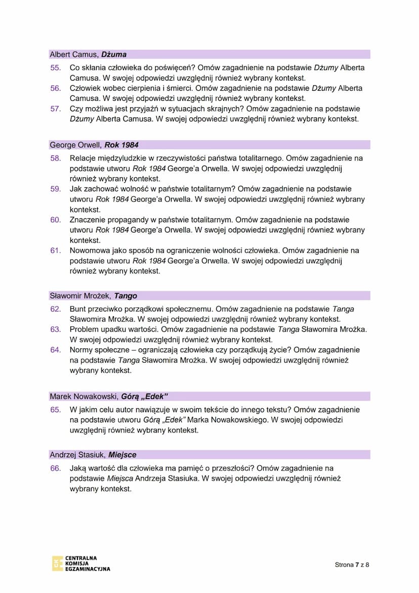 CENTRALNA
KOMISJA
EGZAMINACYJNA
Rodzaj dokumentu:
Egzamin:
Przedmiot:
Komunikat dyrektora Centralnej
Komisji Egzaminacyjnej
z 20 sierpnia 20