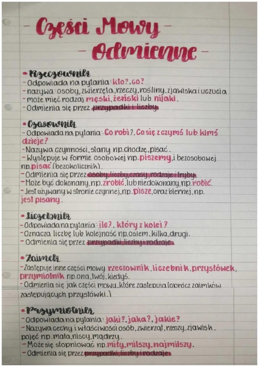 Części Mowy Odmienne: Przykłady i Wyjaśnienia