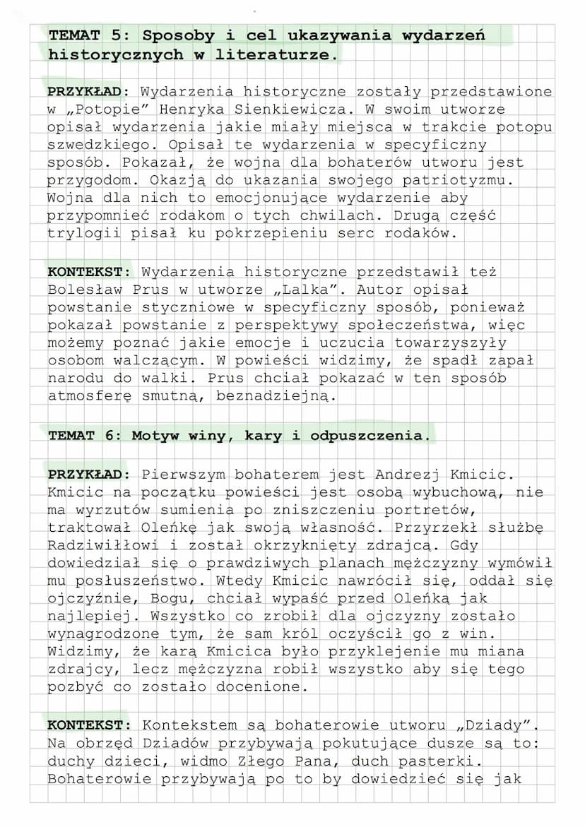 РОТОР
PYTANIA JAWNE
TEMAT 4: Motyw przemiany bohatera.
PRZYKŁAD: Pierwszą z postaci, która przechodzi
przemianę duchową jest Andrzej Kmicic.