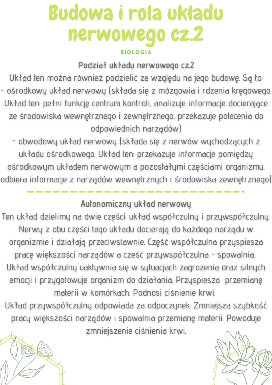 Budowa i rola układu
nerwowego
BIOLOGIA
Funkcje układu nerwowego
odbieranie i analizowanie bodźców płynących z narządów
wewnętrznych oraz śr