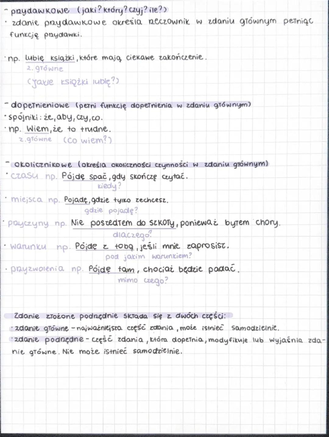 Zdanie pojedyncze i złożone

wypowiedzenie

zdania

zdania
pojedyncze
(jedno oneczenie)
zdania złożone
(dwa lub więcej oneczeń)
równoważnik 