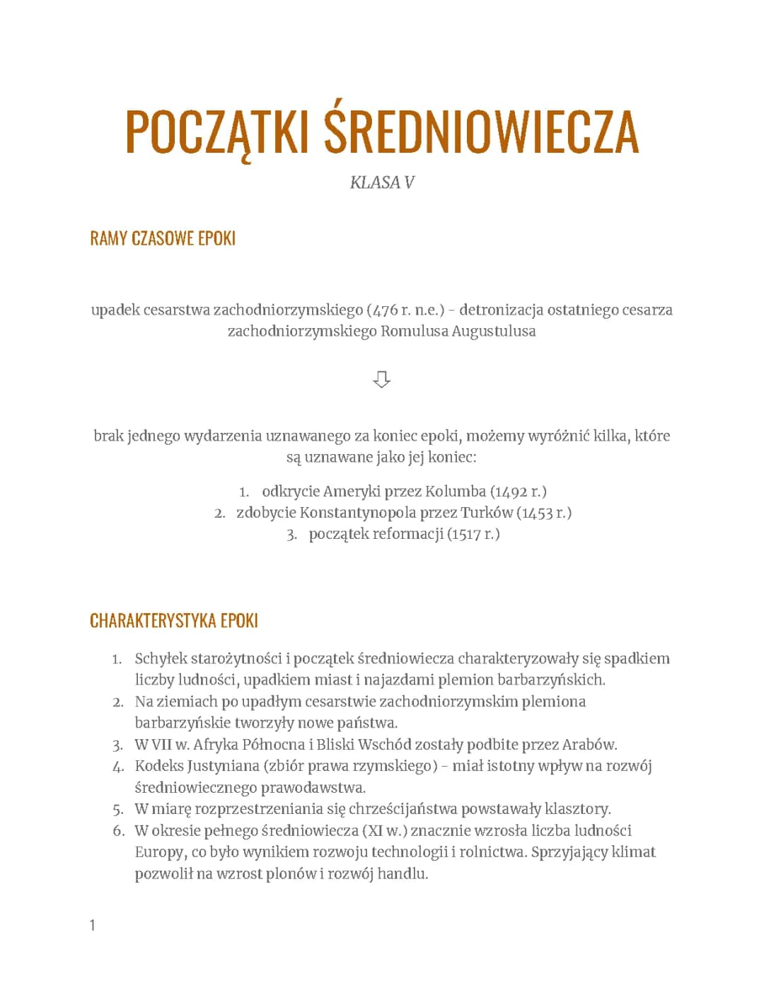 Początki średniowiecza