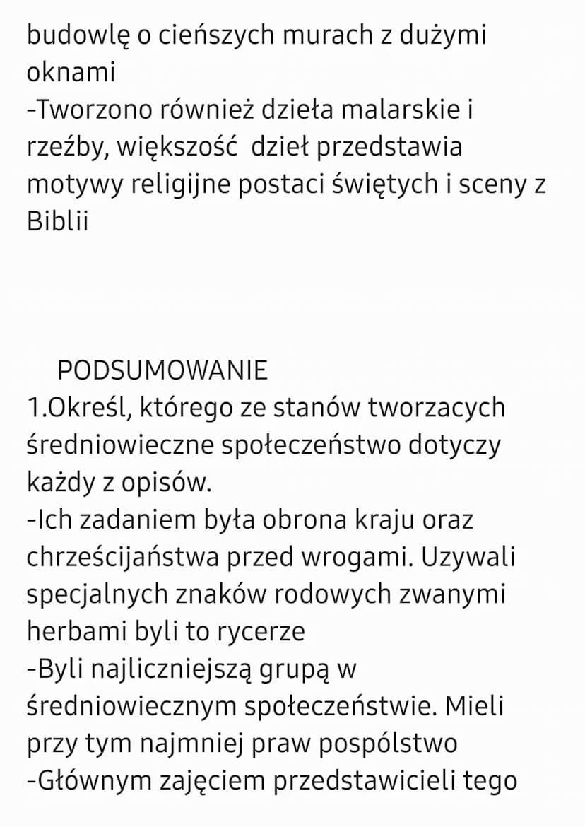 HISTORIA
sprawdzian dział 5
1.System feudalny
-system feudalny polegał na wierności
seniora który przekazywał wasalom lenno
(ziemia dawana p