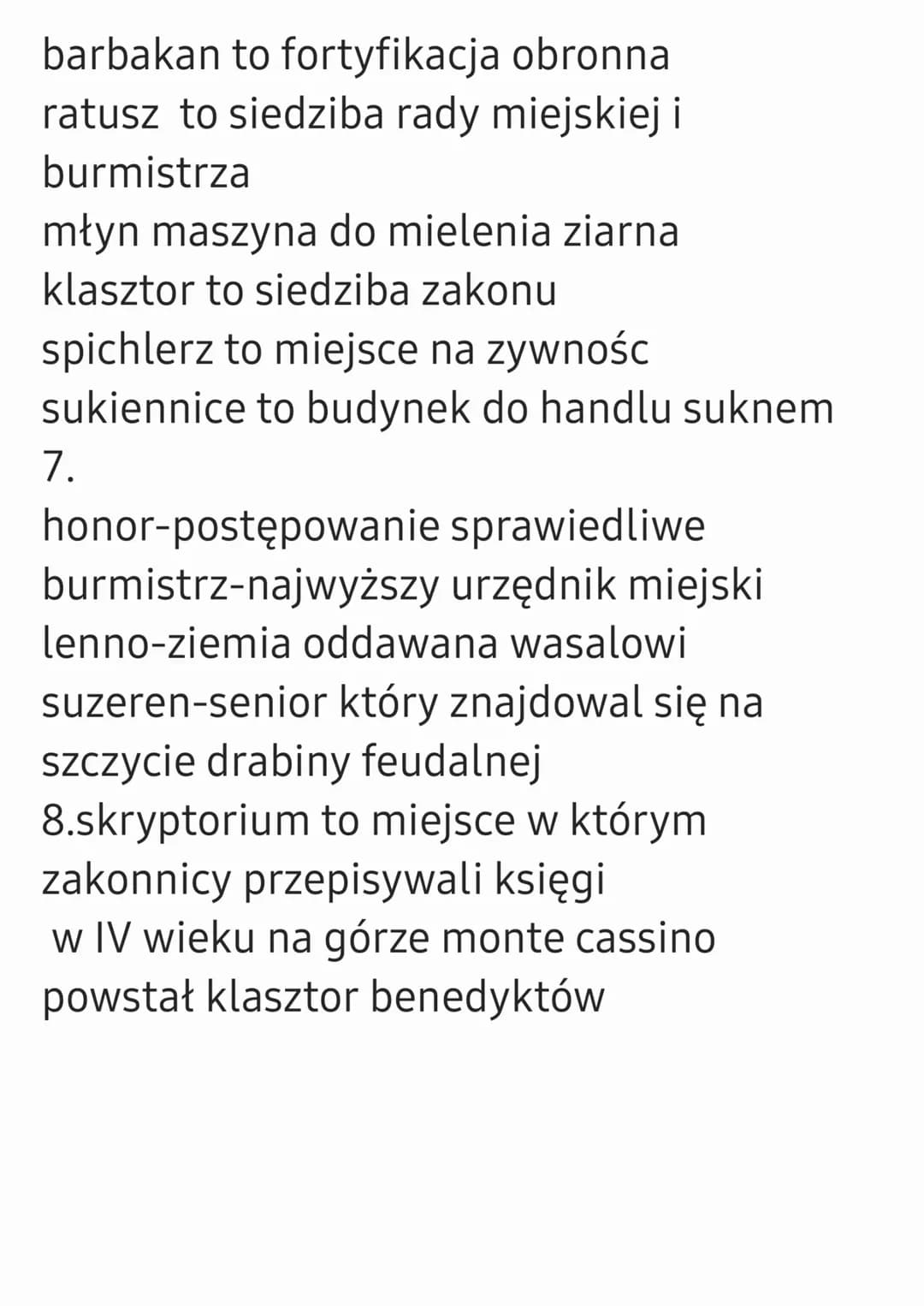 HISTORIA
sprawdzian dział 5
1.System feudalny
-system feudalny polegał na wierności
seniora który przekazywał wasalom lenno
(ziemia dawana p