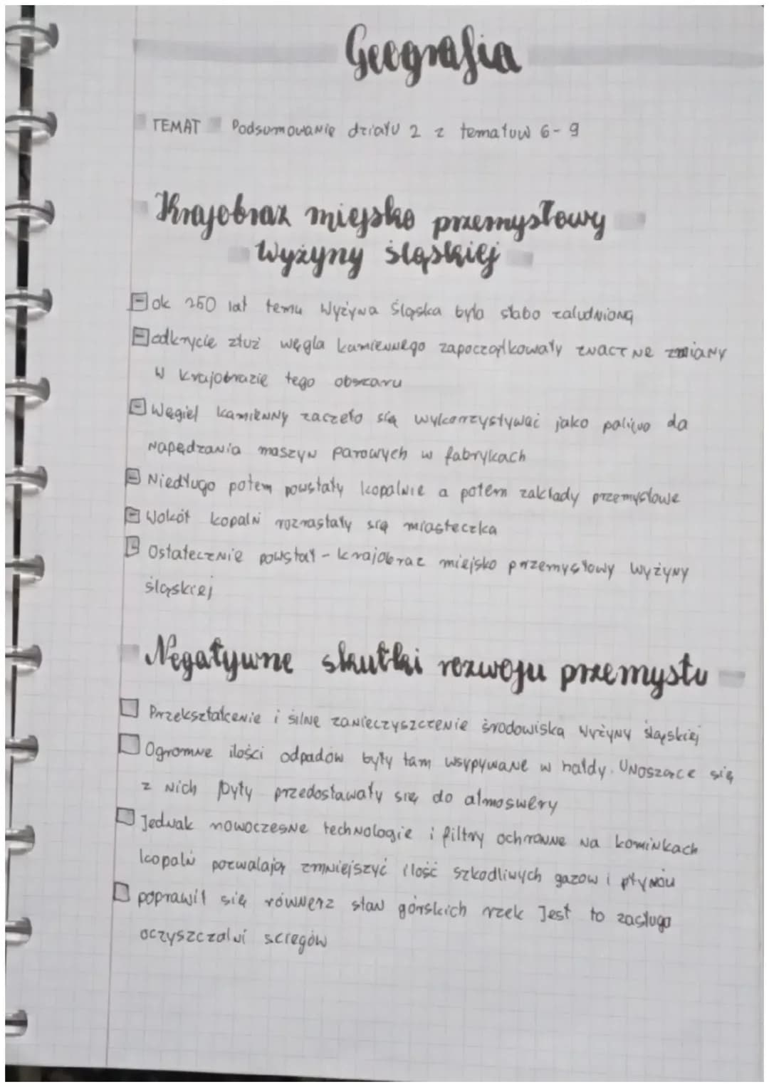 Podsumowanie działu 2 z tematu 6 do 9 z geografii dla klas piątych
