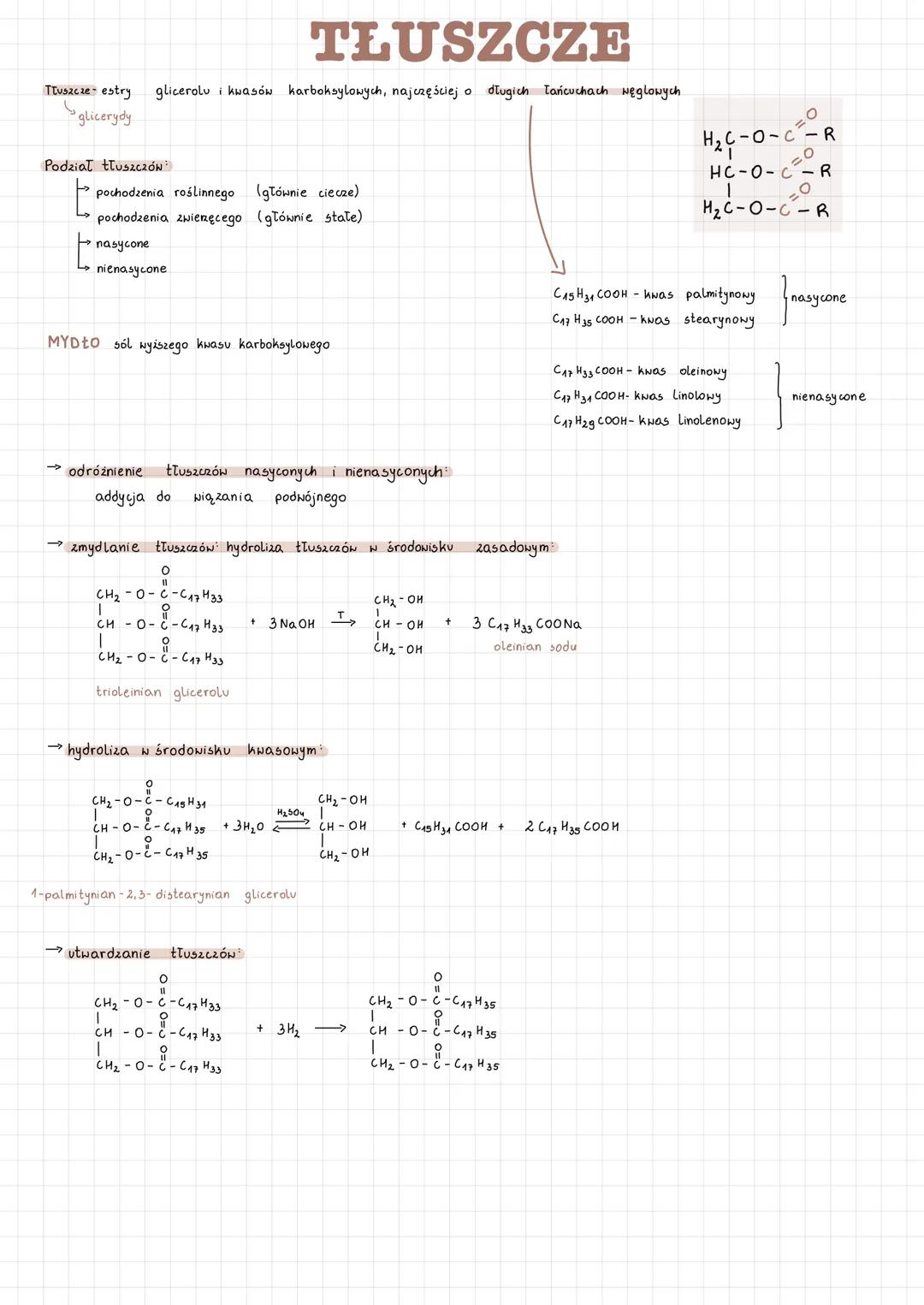 Tuszcze- estry
glicerydy
Podział tłuszCZÓW
TŁUSZCZE
glicerolu i kwasów karboksylowych, najczęściej o długich Tańcuchach węglowych
pochodzeni