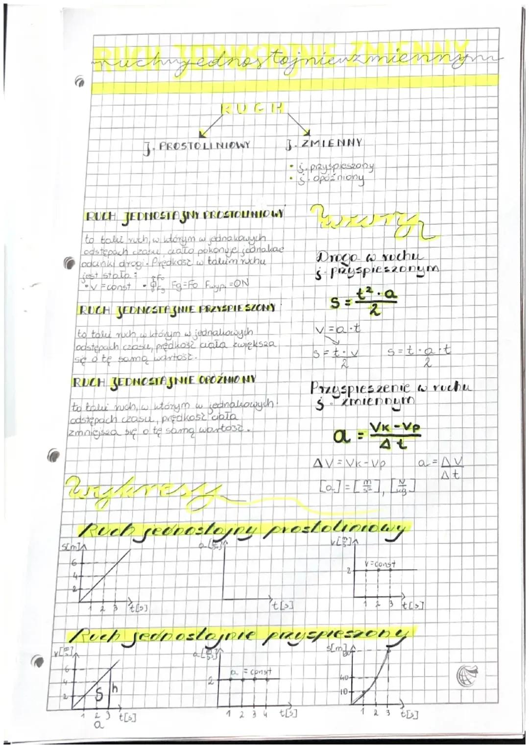 Ruch jednostajnie zmienny - Wyjaśnienie i Przykłady