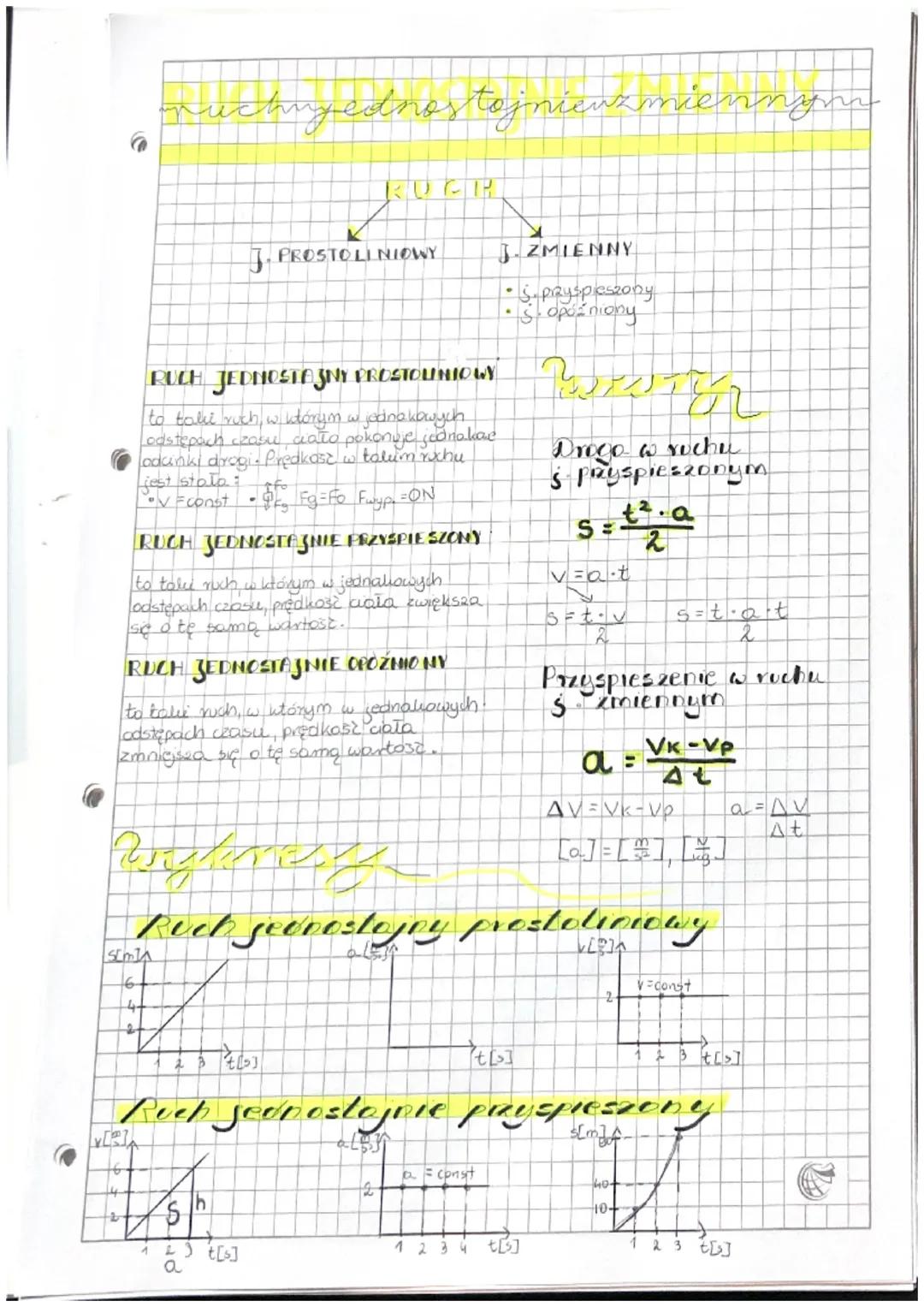 echnyednostojniewzmienn
RUCH JEDNOSTAJNY PROSTOLINIOWY
to taki ruch, w którym w jednakowych
Lodstępach czasu ciało pokonuje jedno.ka.e
odcin