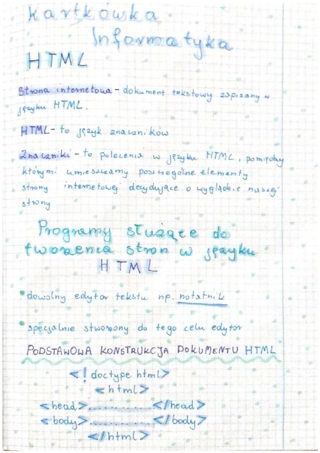 HTML: Materiały do Informatyki dla Klasy 8