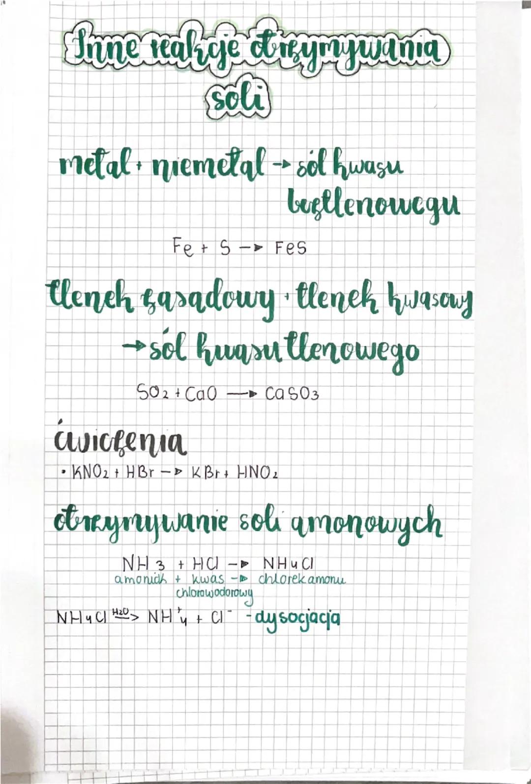 Weory inating soli
SULE wiarki chemiczne, które zawieraja, hationy.
metali (lub kationy amonu) oraz aniony resht
kwasowych.
Sole zbudowane s