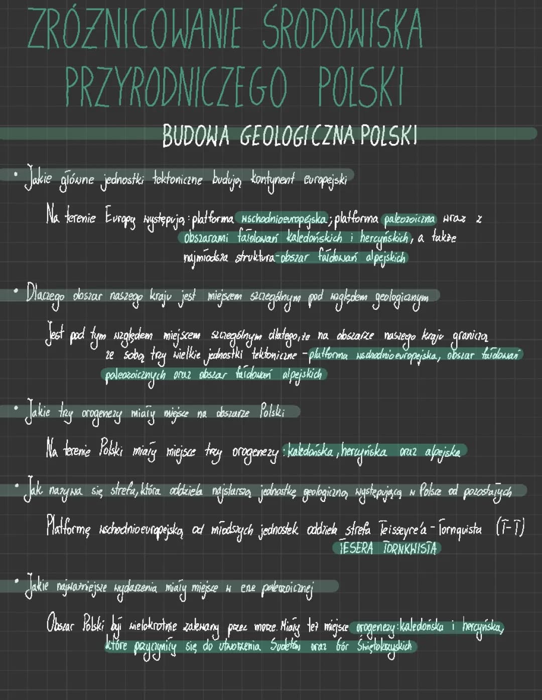 Zróżnicowanie Środowiska Przyrodniczego Polski i Surowce Mineralne - Sprawdzian 3 Liceum