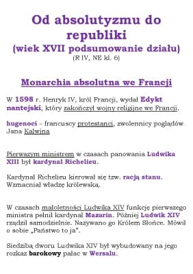 Know Od absolutyzmu do republiki (wiek XVII podsumowanie działu) (R IV, NE kl 6) thumbnail