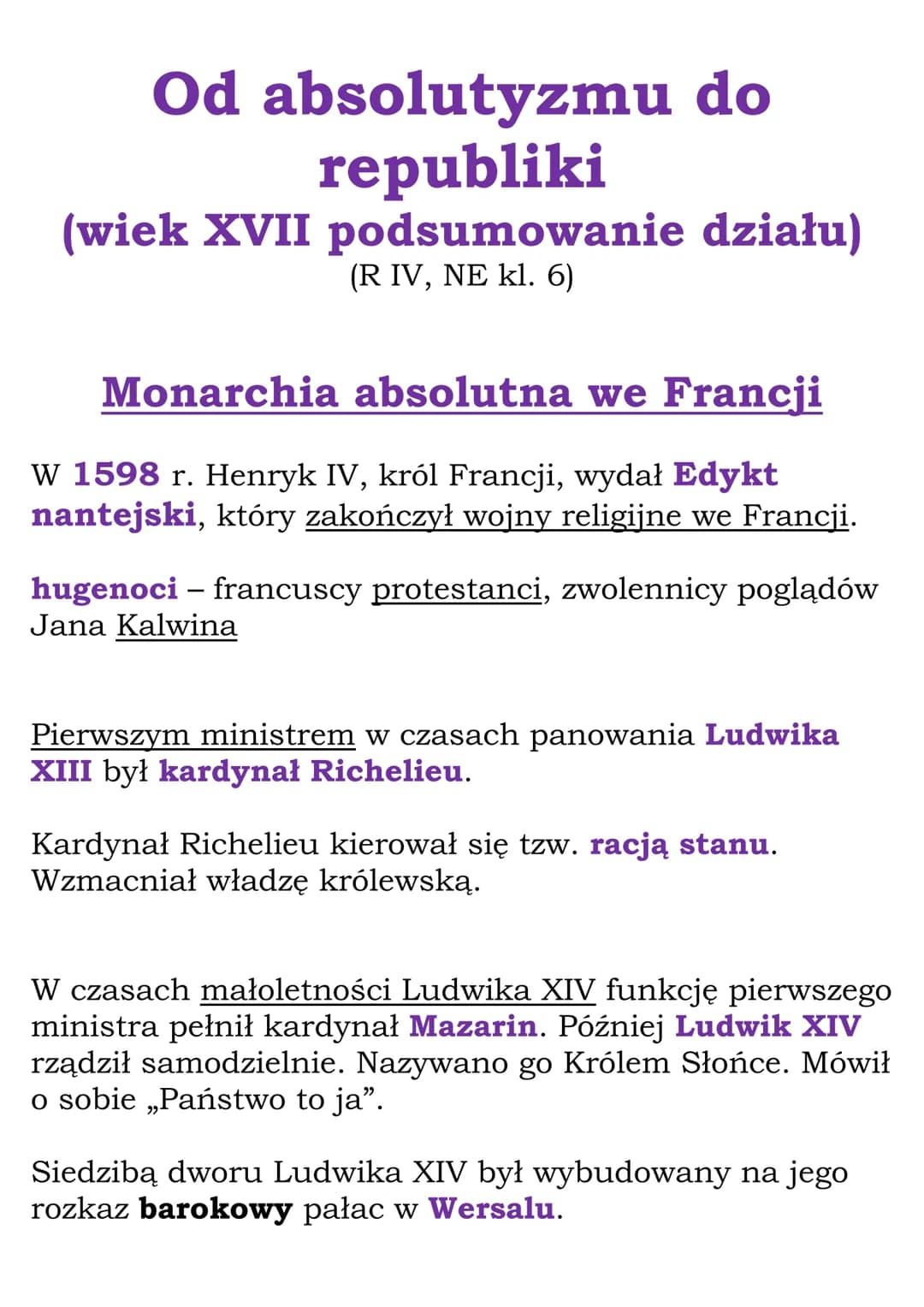 
<h3 id="edyktnantejskiipanowanieludwikaxiiiiludwikaxiv">Edykt nantejski i panowanie Ludwika XIII i Ludwika XIV</h3>
<p>W roku 1598, król Fr