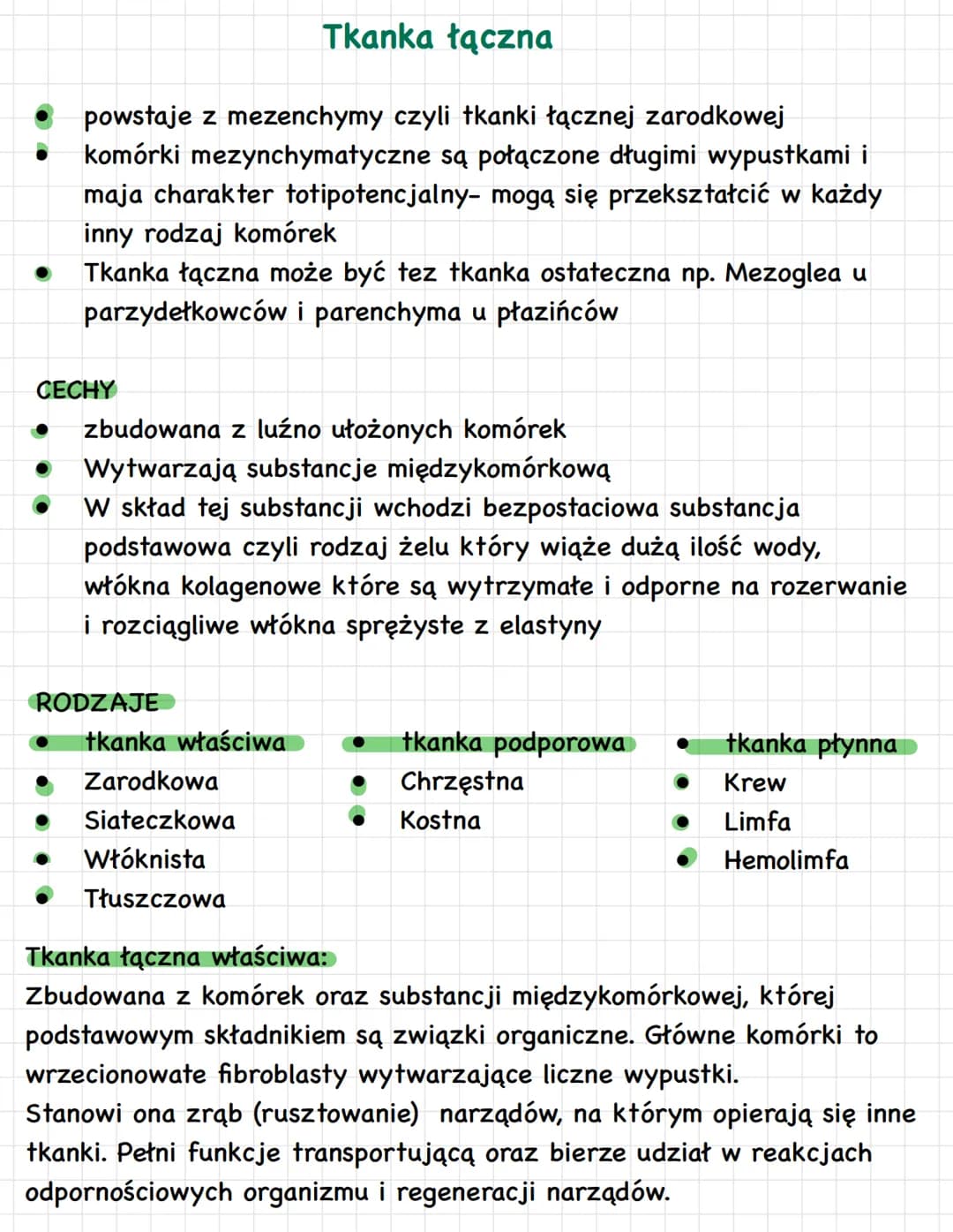 Tkanka łączna
powstaje z mezenchymy czyli tkanki łącznej zarodkowej
komórki mezynchymatyczne są połączone długimi wypustkami i
maja charakte