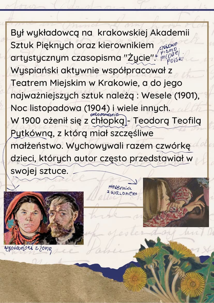 Stanisław
Wyspiański
ملا نار مره
thes the will not re
he
Dramatopisarz, poeta, malarz... Tworzył
wiele oryginalnych rzeczy, a nawet stworzył